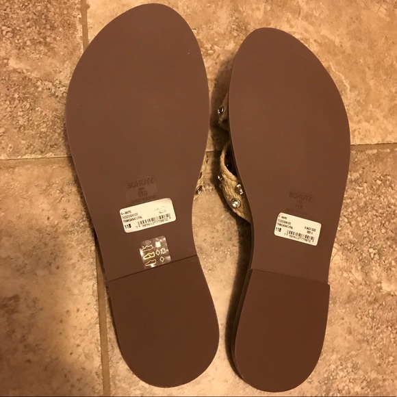 Schutz Sandals Slides rhinestone studs new neutral - Picture 7 of 8